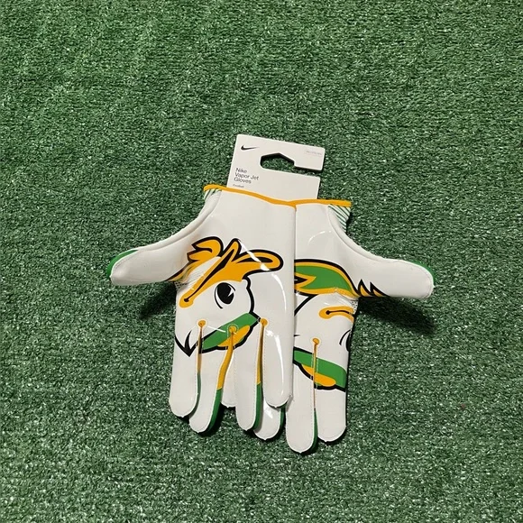 Nike Vapor Jet 8.0 Oregon Ducks Football Gloves White Size 3XL
